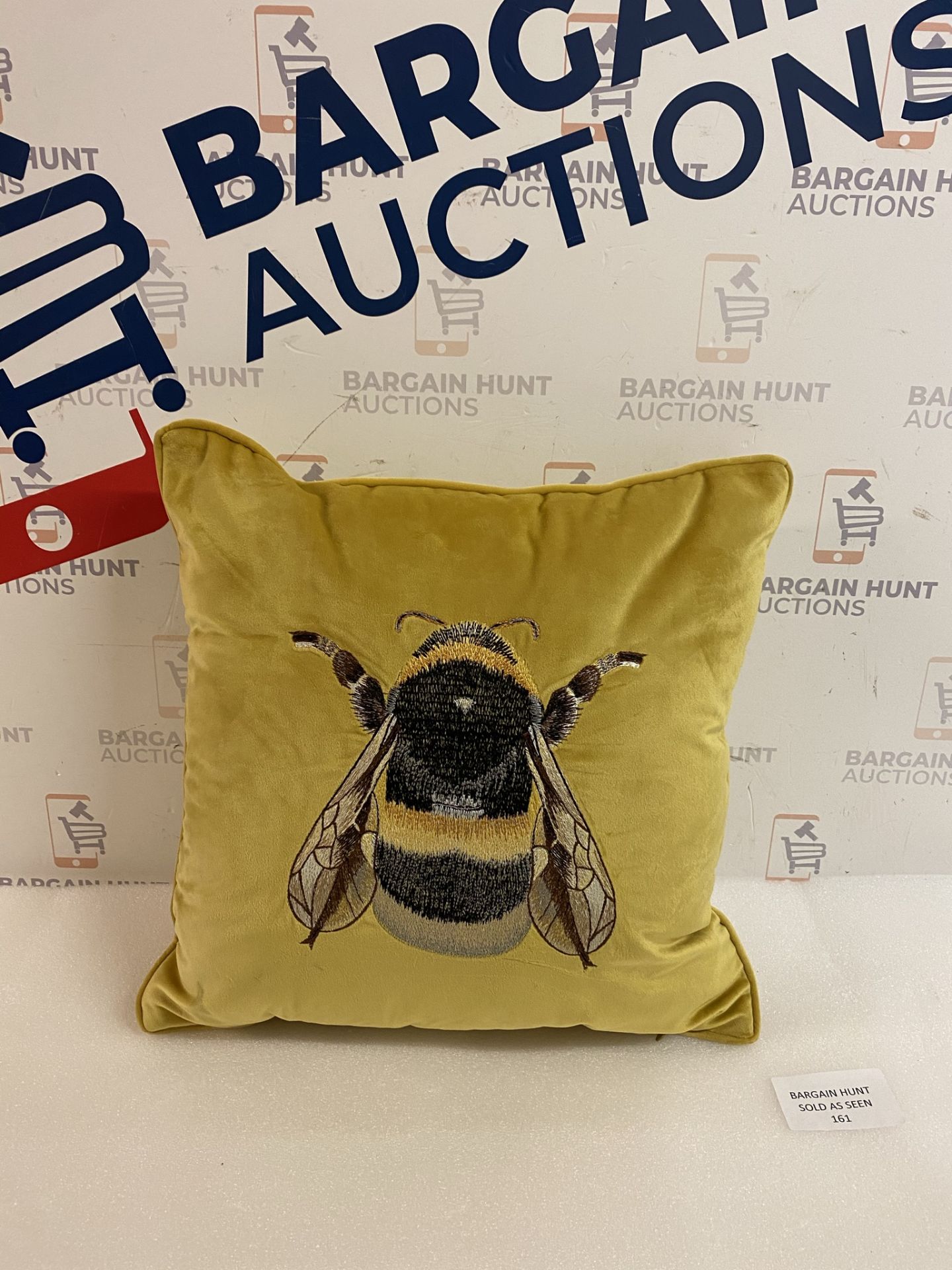 Velvet Bee Embroidered Cushion