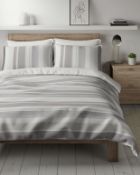 Pure Cotton Striped Textured Bedding Set, Super King RRP £79