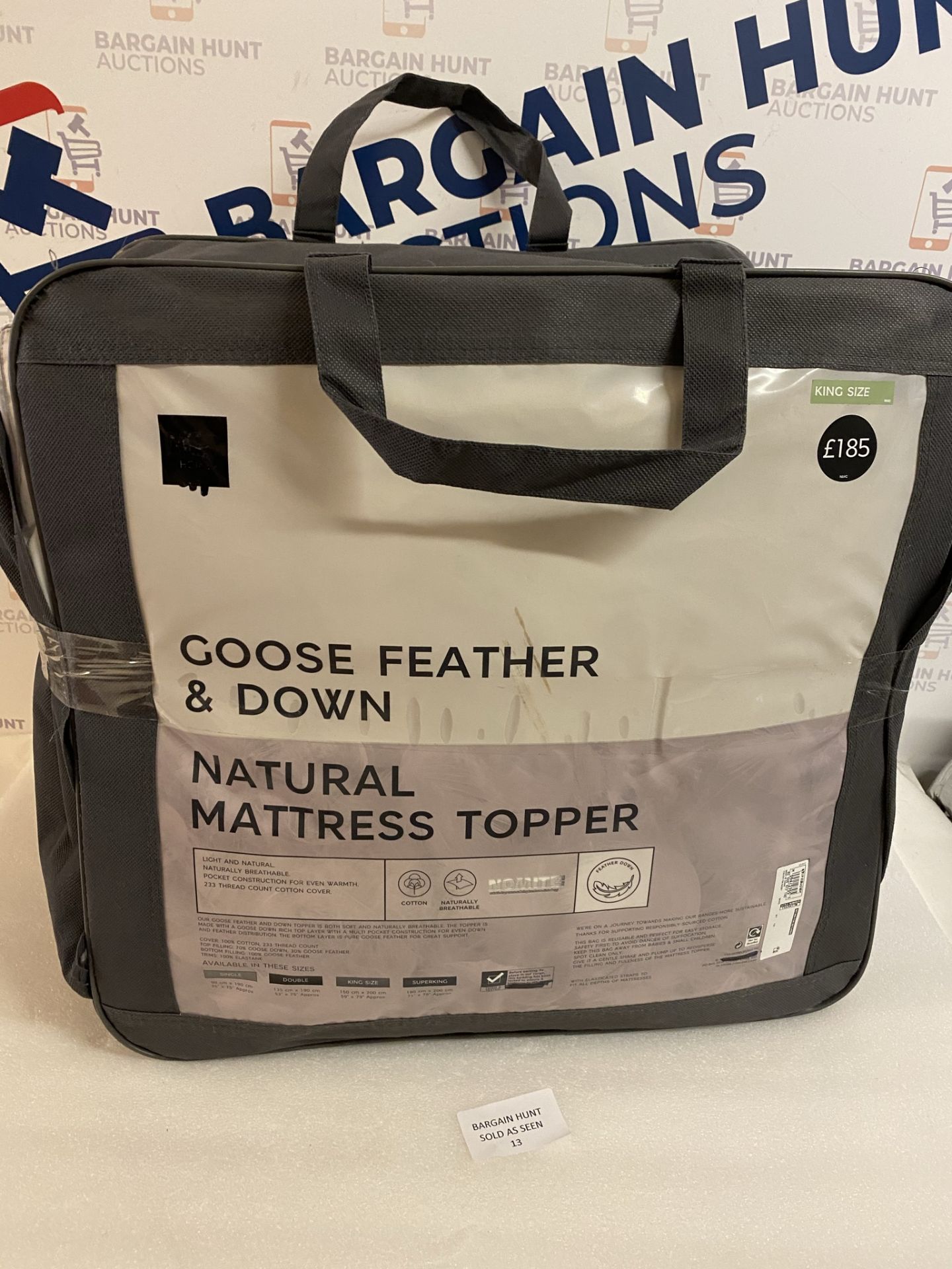Goose Feather & Down Natural Mattress Topper, King Size RRP £185