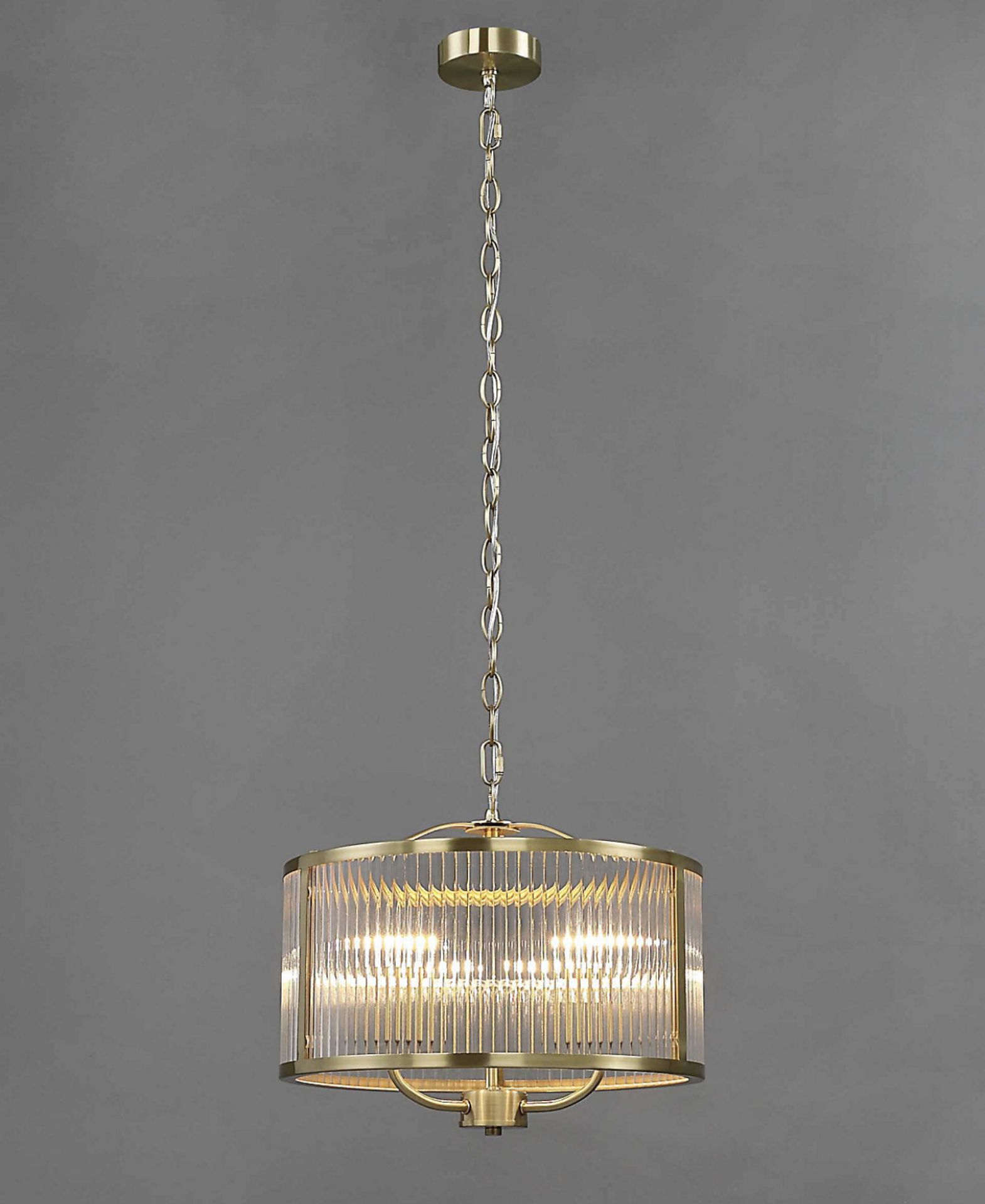 Monroe Ribbed Glass Pendant Light, Antique Brass RRP £149