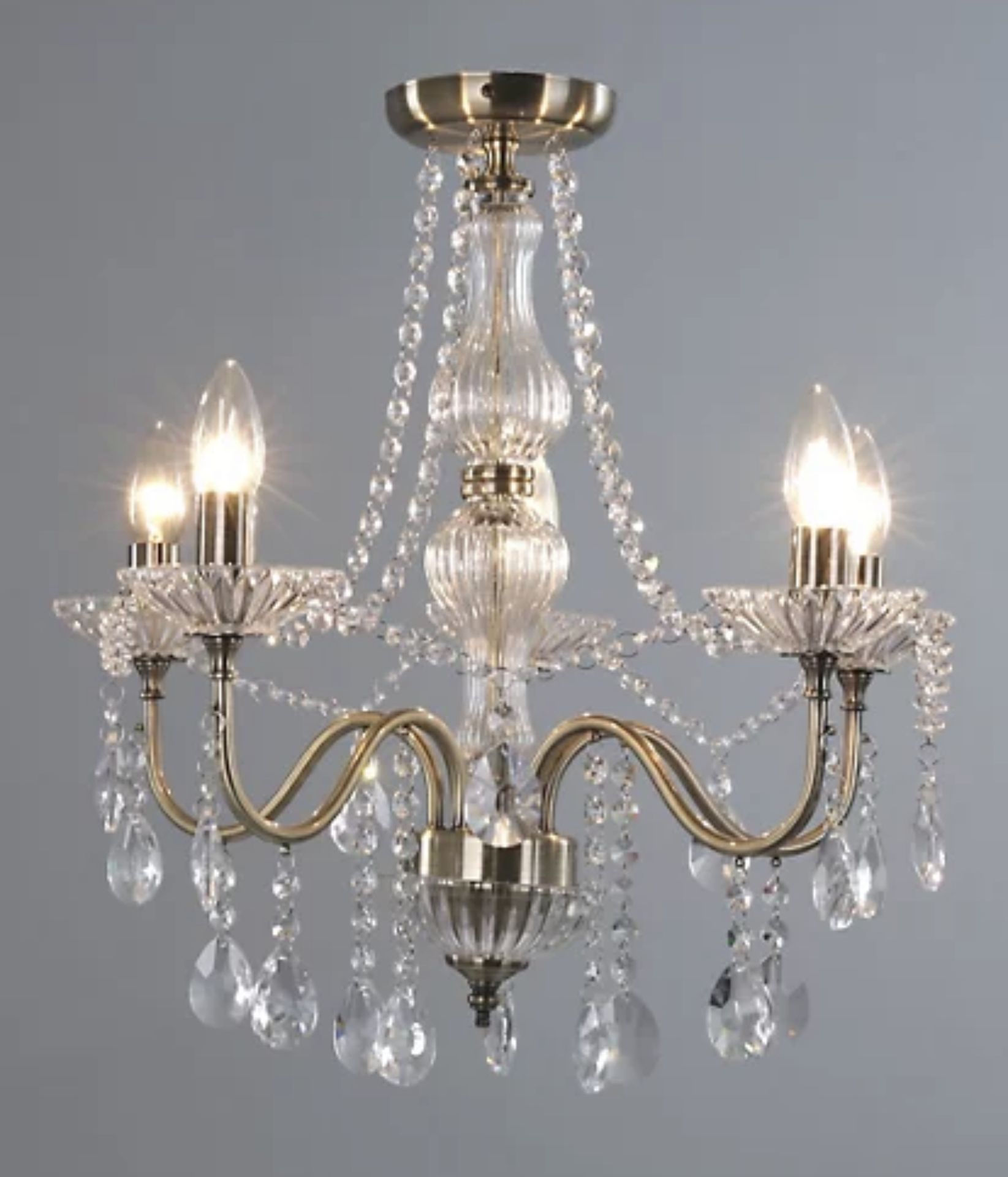 Antique Style Dionne Flush Chandelier, Antique Brass RRP £170