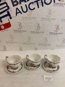 Set of 3 China Bloom Cup and Saucer