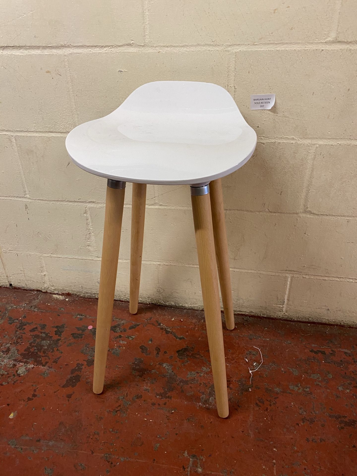 Shira Wooden White Barstool (2 legs slightly loose)