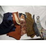 A collection of 6 waist coats 1 has matching tie etc..