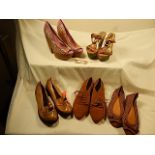 Mixed lot of shoes ( all in front row size 7) purple and gold shoes size 8 and flowery pair size 4