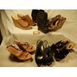 A collection of 6 pairs of wedge style shoes size 6 - 7 hardly worn