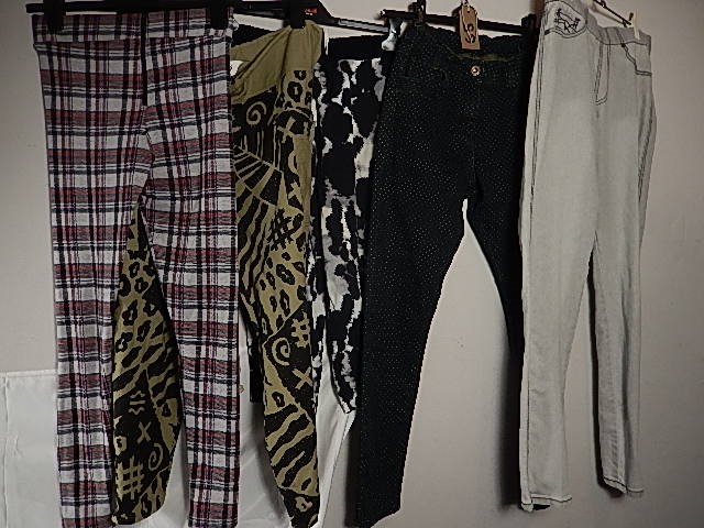 5 pairs of trousers/jeans to include Jeffrey Rogers, Topshop (size 8)
