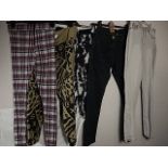 5 pairs of trousers/jeans to include Jeffrey Rogers, Topshop (size 8)