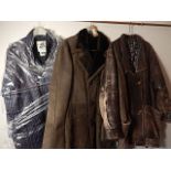 3 Vintage coats/jackets to include Sheepskin coat, well worn 'Leatherette' jacket with a tear in the
