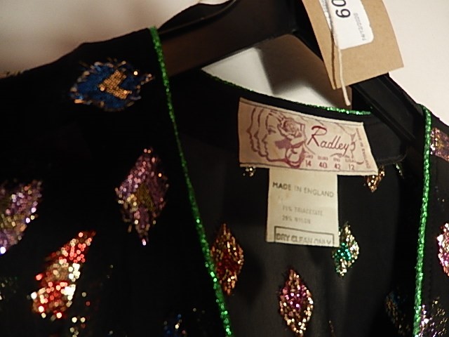 A Vintage 1970's Radley dress, top with beautiful metallic thread stitching on sheer top and belt - Image 2 of 4