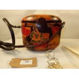 A hand made leather, limited edition box bag by Leebert C.1990 - 95 complete with original