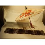 A faux fur stole/wrap and a 1920/30's Sun parasol