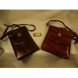 2 brown leather satchel style bags made by F.Rvnci Rome