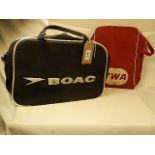 2 vintage flight bags - BOAC and TWA