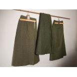 3 Khaki green skirts wool blend