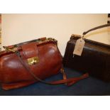 2 vintage Brown Leather bags (smaller bag with suede lining, larger bag with cream leather nubuck