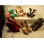 6 pairs of shoes all size 7 (except red pair size 8 and black and purple size 6 ) some brand new