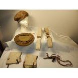 A collection of WWII items to include - a pair of gaiters, jack knife (a bit rusty) and whistle on a