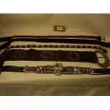 A collection of 5 belts some vintage - to include a Jewelled and beaded belt.