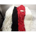 A black Mohair crochet poncho, plus a white one and 2 shawls