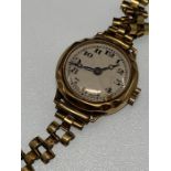 Ladies wristwatch gold plated with rolled gold strap (broken)