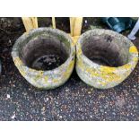 Pair of round concrete pots