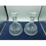 2 Heavy Cut Glass Lead Crystal Decanters