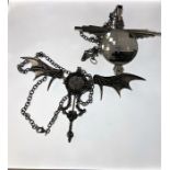 two large pendant necklaces one art deco style and one Gothic style with movable wings