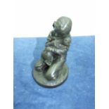 Heredities Cold Cast Bronze Resin Girl with Cat, signed P. Parsons. 6 inches tall