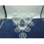6 Cut Glass Wine Glasses 6 1/2 inches tall