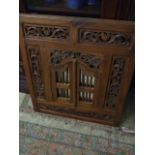 Carved Hardwood Shuttered Door Wall Mirror 23 1/2 x 27 1/2 inches