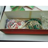 Box of costume Jewellery and Dressing Table Set