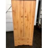 Pine effect 2 door wardrobe with drawers below