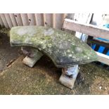 Curved Top Concrete Garden Bench with 2 concrete Supports