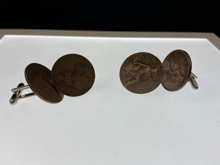 2 pairs halfpenny cufflinks - Image 2 of 2