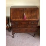 3 Drawer Bureau on cabriole legs with key