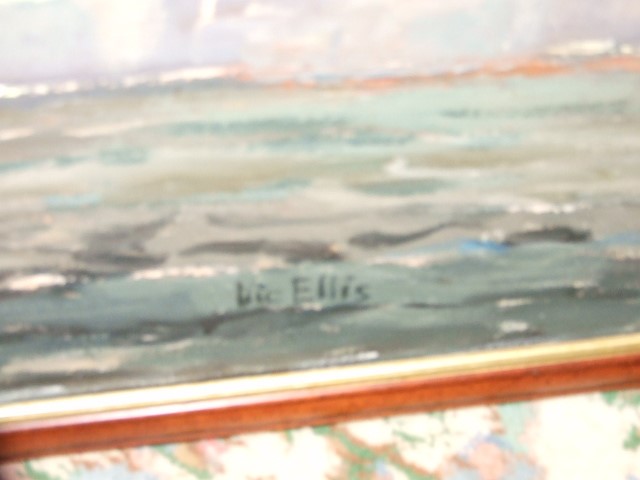 Vic Ellis ( 1921-1983 ) oil on board Tug Boat 29 1/2 x 20 inches - Image 3 of 3