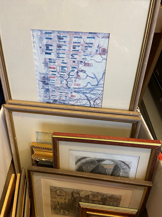 box of handcoloured engraving and prints