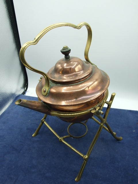 Copper Spirit Kettle on Brass Tipping Stand - Image 2 of 5