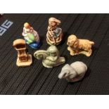 6 Wade Whimsies including Bo Peep , Mermaid , Mouse run up the clock and 3 more