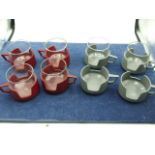 8 Retro Coffee Cups 4 red 4 grey ( only 6 glasses, interchangeable between holders )