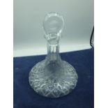 Cut Glass Ships Decanter 11 inches tall including stopper