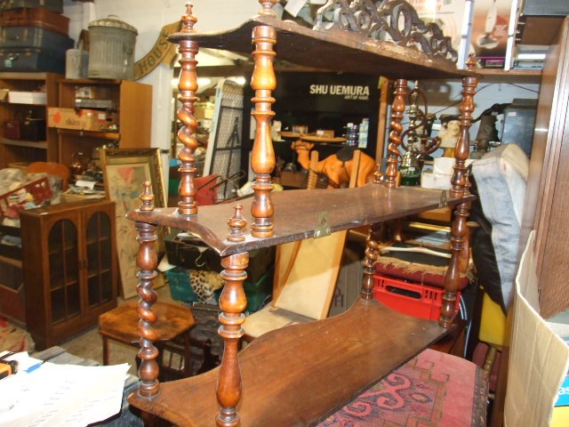 Victorian Mahogany Wall Shelf / Whatnot with Barley Twist Supports 28 inches wide 24 tall 11 deep - Image 4 of 4
