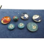 Cloisonne dishes x 4 , 2 lidded pots and ball