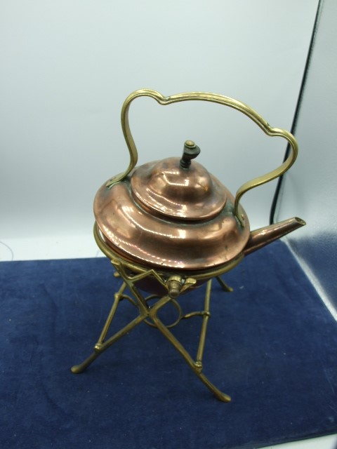 Copper Spirit Kettle on Brass Tipping Stand - Image 3 of 5
