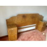 Vintage Birds Eye Maple Veneered Headboard with Bedside Cabinets with Slides