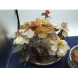 2 Fruit / Flower Displays Marble / Alabaster / Glass