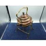 Copper Spirit Kettle on Brass Tipping Stand