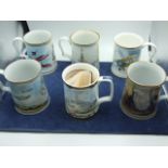 6 Commemorative Tankards tallest 5 inches