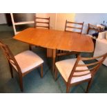 Retro Mid Century 4 Greaves & Thomas Ladder Back Chair Frames and Drop Leaf Table